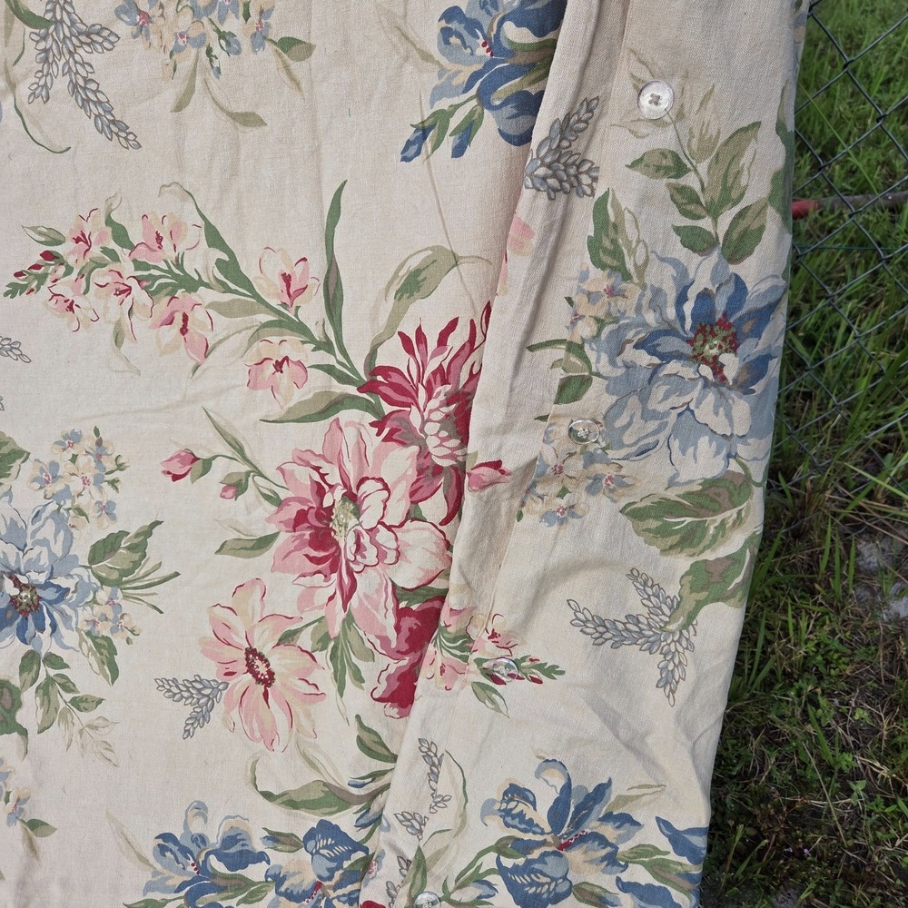 Pottery Barn Marla Duvet‎ King Linen Blend Red Floral Roses Peony Iris Pink - Picture 12 of 16
